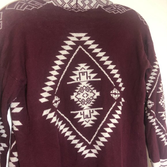 Pink Republic Burgundy/cream Aztec design Sweater Size S - Picture 6 of 11